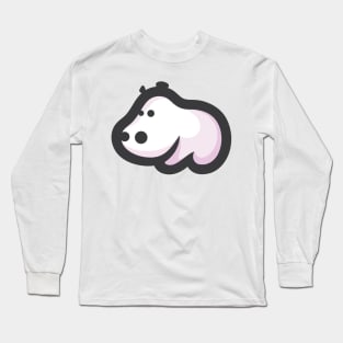 Cute Hippo Cartoon Drawing Long Sleeve T-Shirt